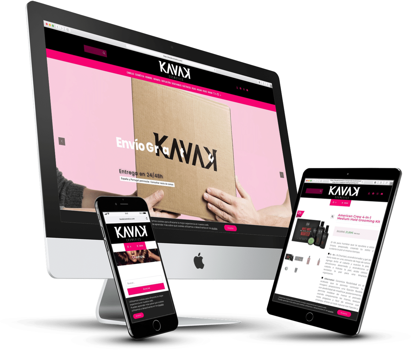 rediseño web para Kavak Cosmetics de inova3 agencia de diseño web en Ourense